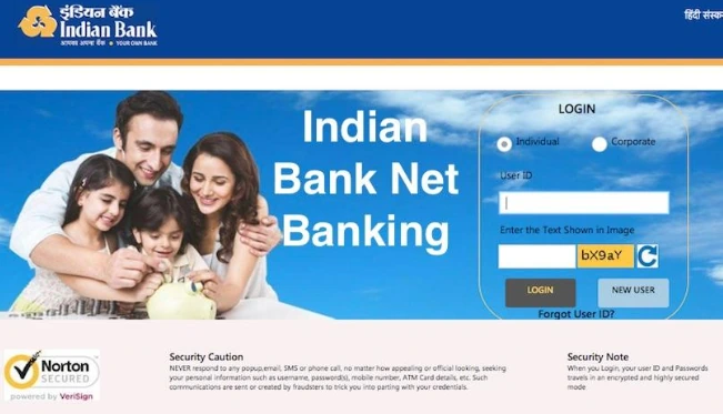 Indian Bank customer checks account balance through net banking portal